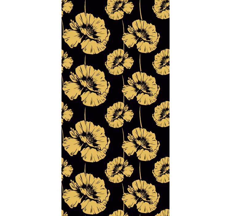 Gul och svart design Rullgardin blommig - Tenstickers