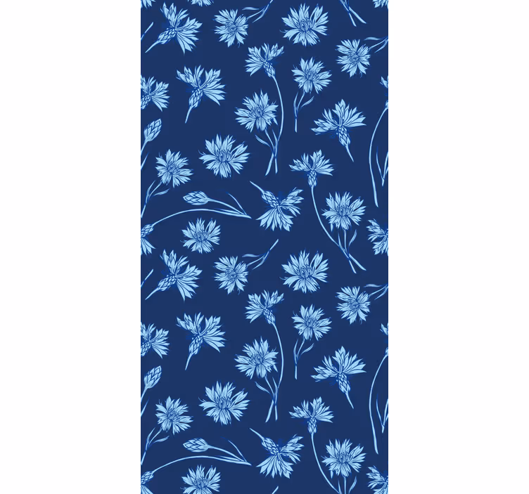 Marinblå blommor vardagsrum rullgardin - Tenstickers