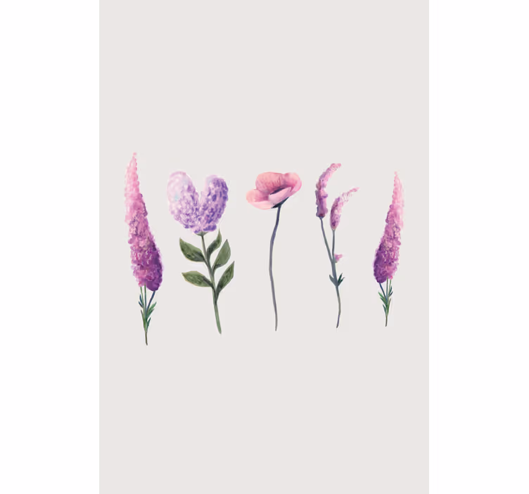 Lila blommor ritningar blomma rullgardin - Tenstickers