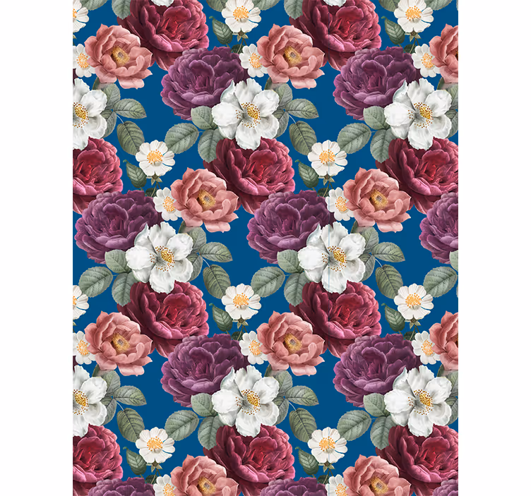 Daisy blomma, rosor och pioner blomma rullgardin - Tenstickers