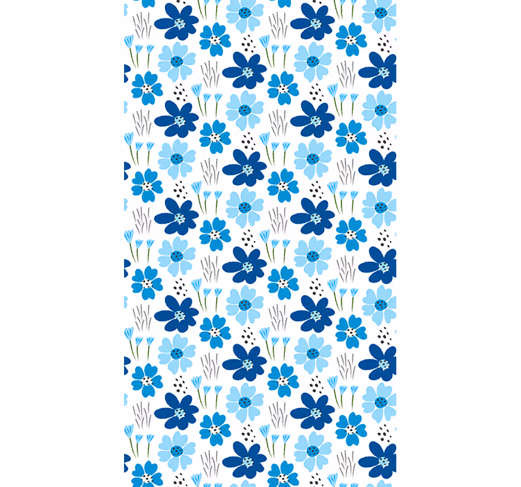 Olika blå blommor blomma rullgardin - Tenstickers
