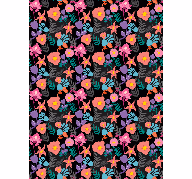 Färgglada blommönster Rullgardin blommor och växter - Tenstickers