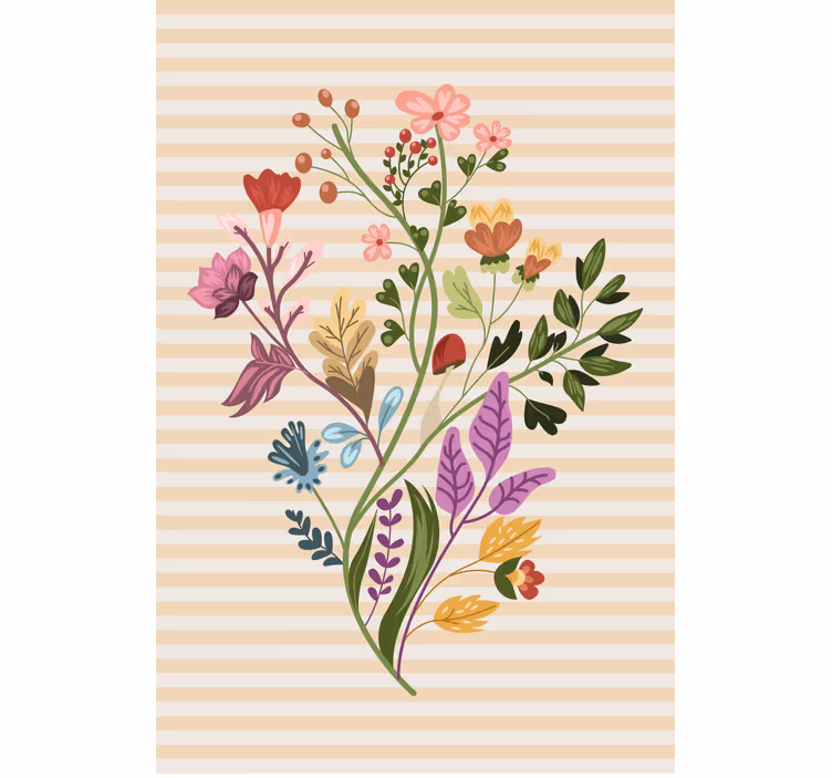 Ritad blombukett blomma rullgardin - Tenstickers