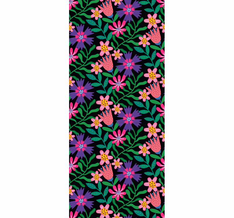 Blommig harmoni design Rullgardin blommor och växter - Tenstickers