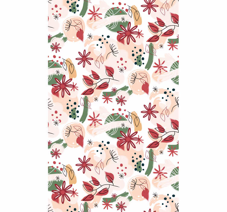 Abstrakt med blommor blomma rullgardin - Tenstickers
