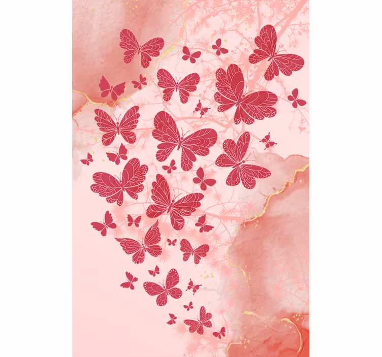 Rosa hjärta arrangemang Rullgardin fjäril - Tenstickers