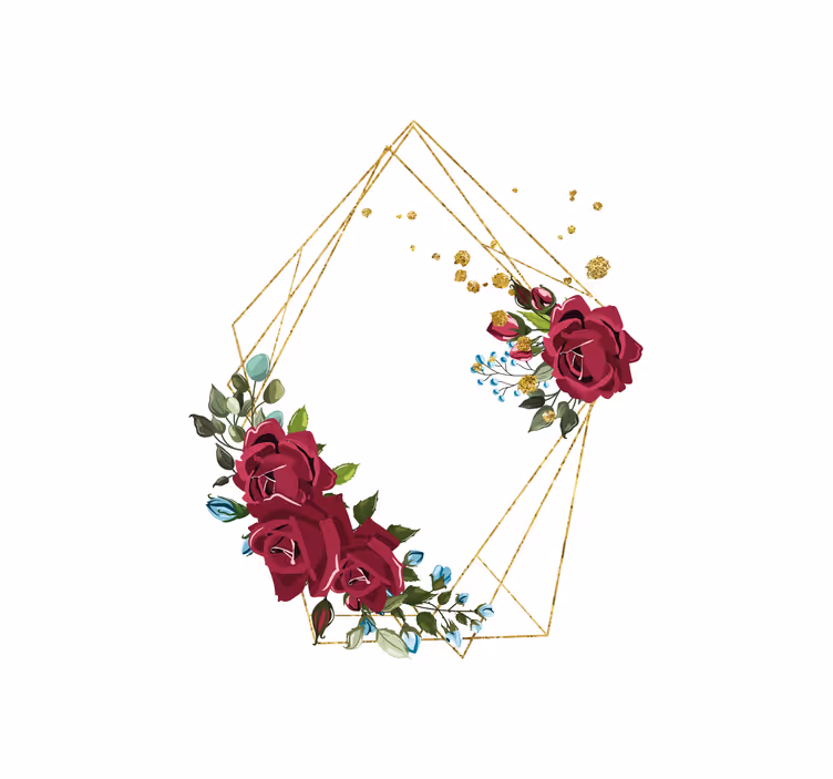 Blommig gyllene geometrisk ram blomma rullgardin - Tenstickers