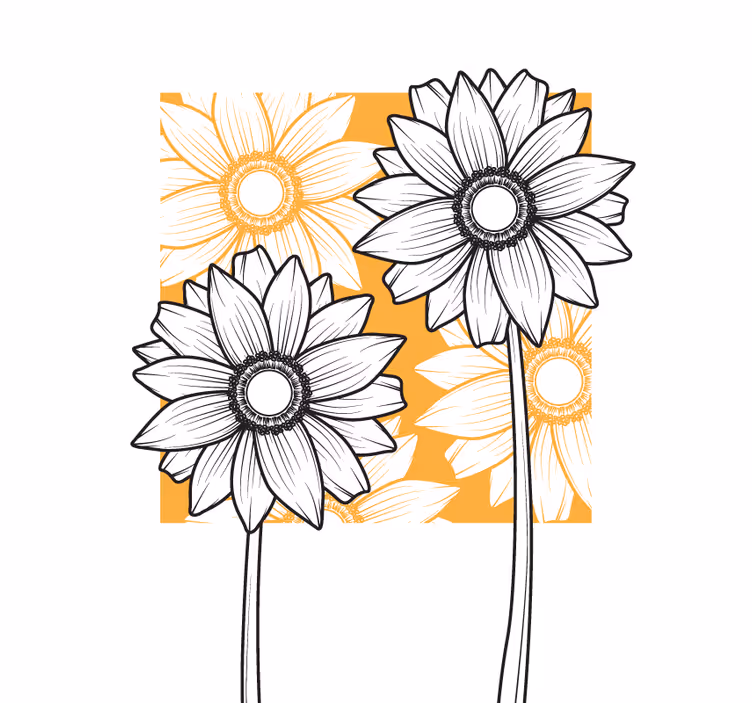 Vackra färgade solrosor blomma rullgardin - Tenstickers