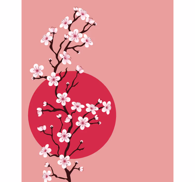 Sakura blossom stjälk Rullgardin blommor och växter - Tenstickers