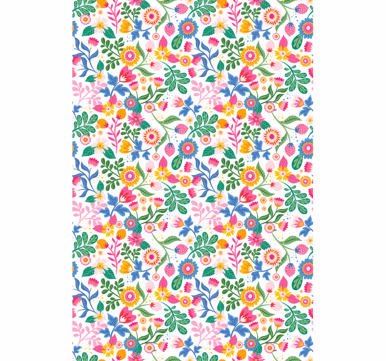 Exotiska flerfärgade blommor och växtRullgardin - Tenstickers
