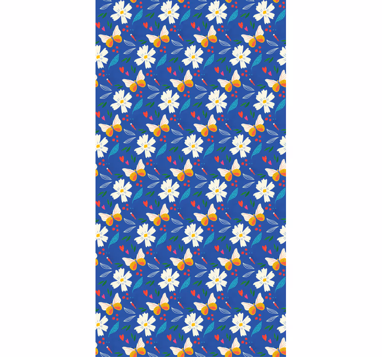 Stora blommor och fjärilar växtRullgardin - Tenstickers