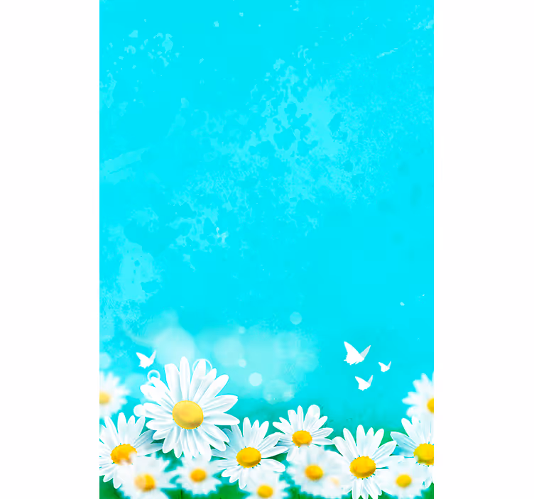Prästkragar med fjärilar Rullgardin blommor och växter - Tenstickers