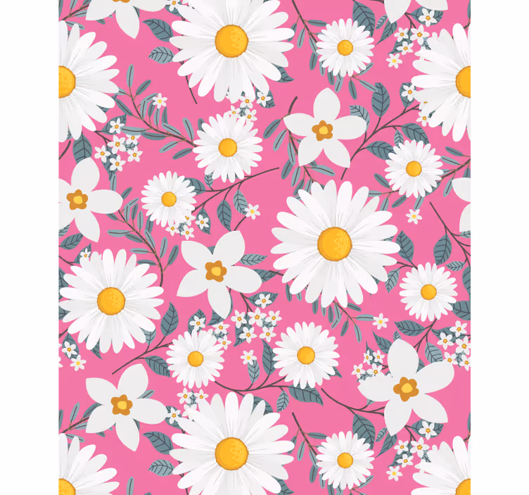 Rosa prästkragar mönster Rullgardin blommor och växter - Tenstickers