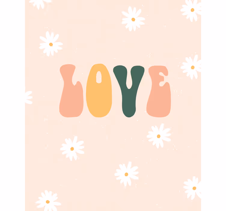 älskar blommönster Rullgardin med text - Tenstickers
