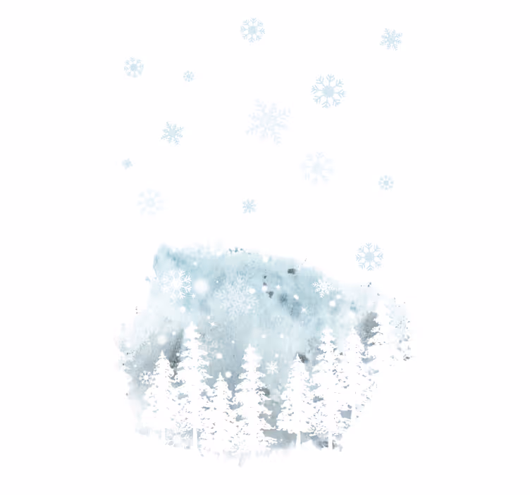 Vinter barrträd konstverk vardagsrum rullgardin - Tenstickers