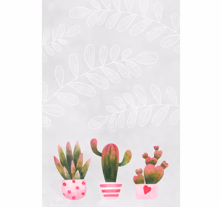 Rosa och grönt kaktus master sovrum rullgardin - Tenstickers