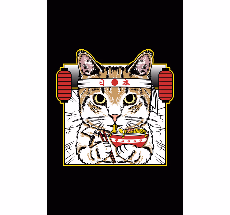 Härlig katt som äter nudlar barnens rullgardin - Tenstickers