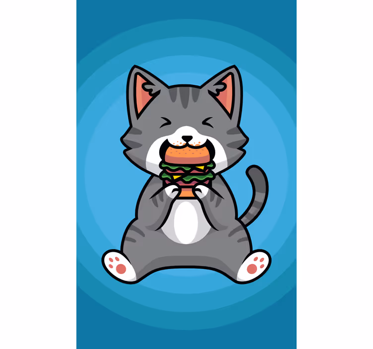 Katt som äter en hamburgare barn rullgardin - Tenstickers