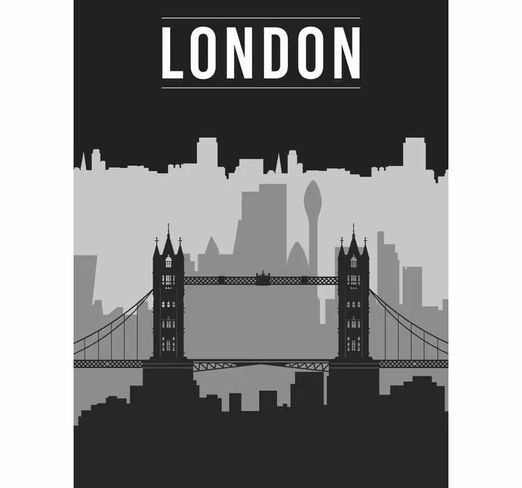 Svart och grå london skyline rullgardin målning - Tenstickers