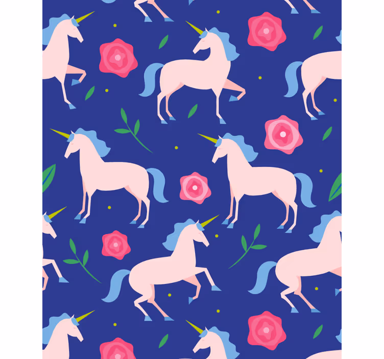 Enhörningar och blommor Rrullgardin barn - Tenstickers