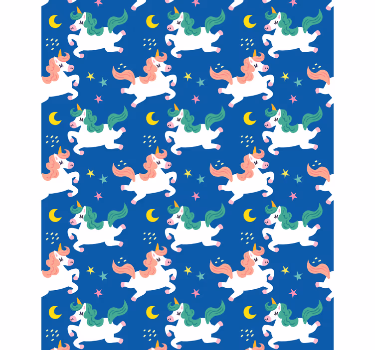 Enhörningsmönster med månens barnRullgardin - Tenstickers