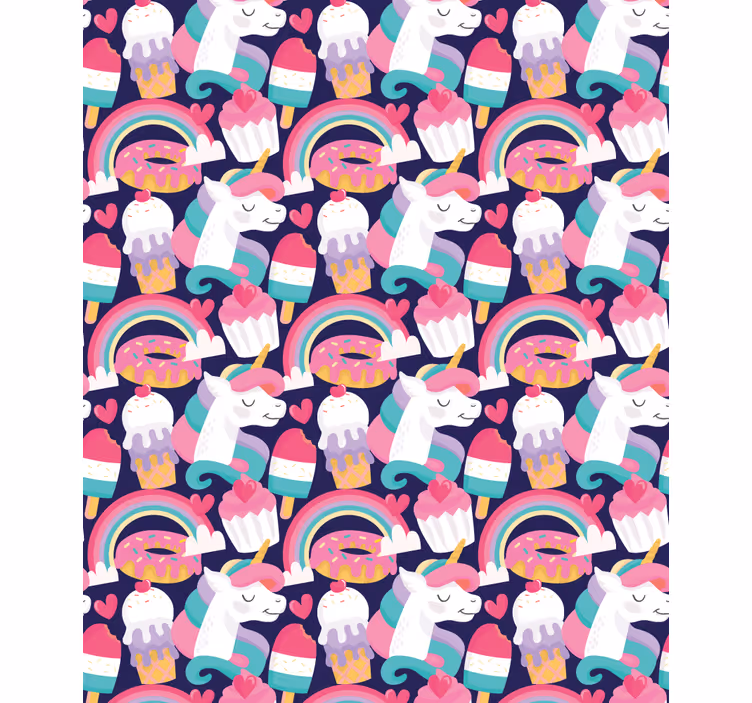Unicorn glass och regnbåge barn rullgardin - Tenstickers