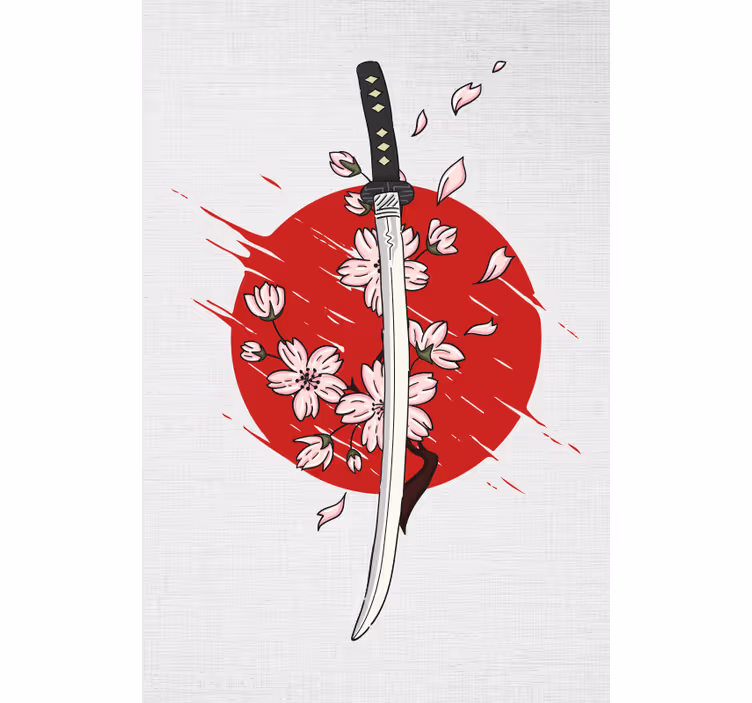 Samurai svärd blommar Mönstrade rullgardiner - Tenstickers