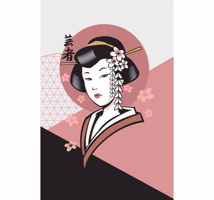 Elegant japansk kvinna Mönstrade rullgardiner - Tenstickers
