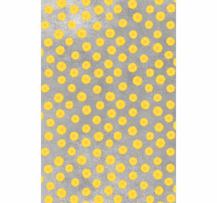 Grått och gult mönster Rullgardin blommor och växter - Tenstickers