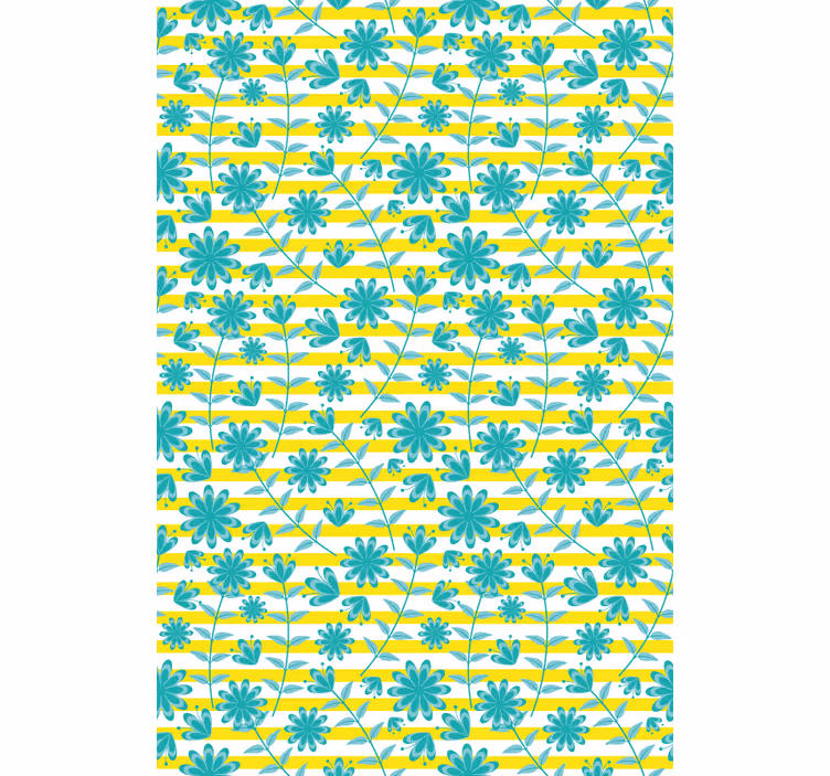 Ljusa randmönster Rullgardin blommor och växter - Tenstickers