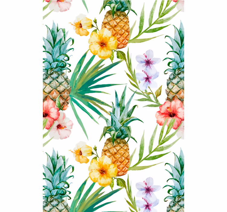 Målad ananasfrukt och grönsaksgardin - Tenstickers