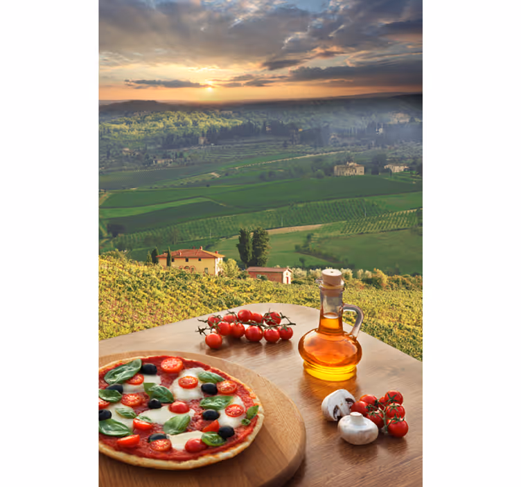 Rullgardin frukt och grönsaker italiensk kulinarisk landskap - Tenstickers