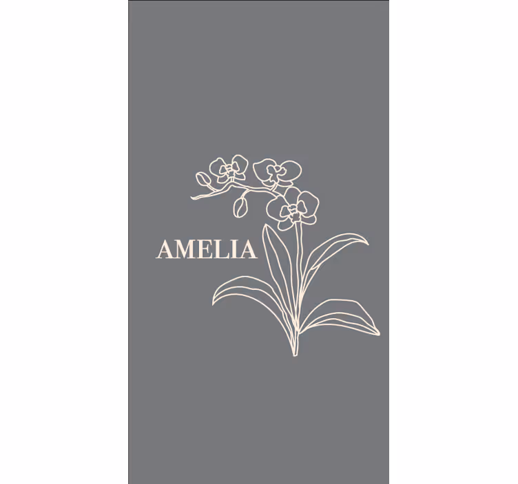 Elegant grå design med namn Rullgardin blommor och växter - Tenstickers