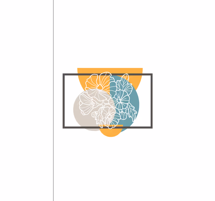 Minimalistisk abstrakt ram Rullgardin blommor och växter - Tenstickers