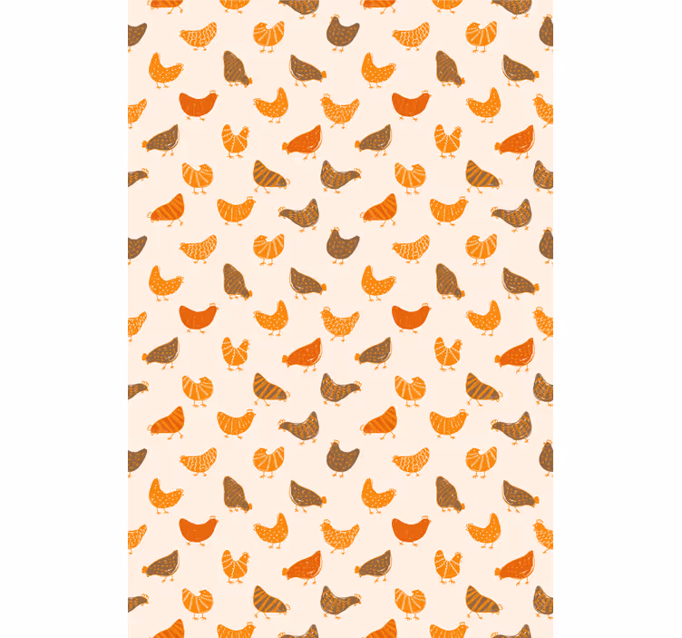 Orange och brunt fågelmönster djurRullgardin - Tenstickers