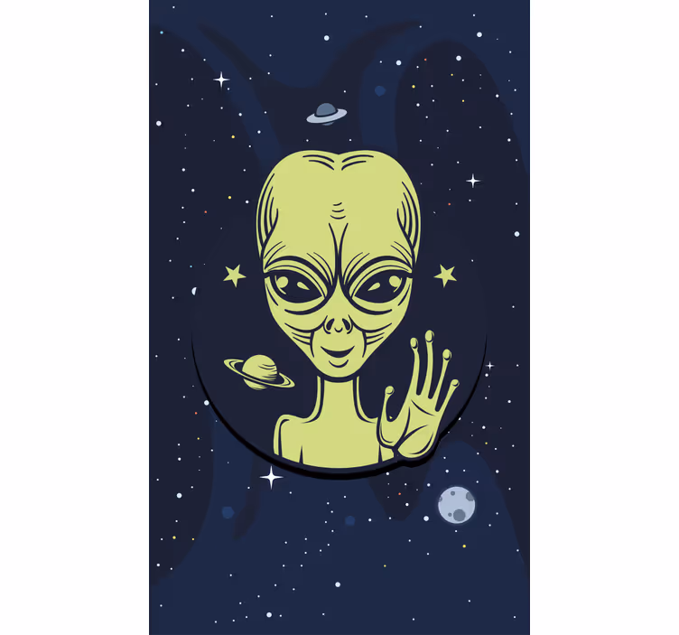 Söt alien viftande original rullgardin - Tenstickers
