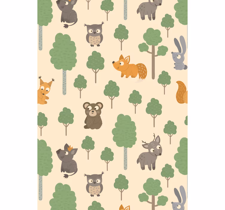 Roliga söta djur och träd och plantera rullgardin - Tenstickers