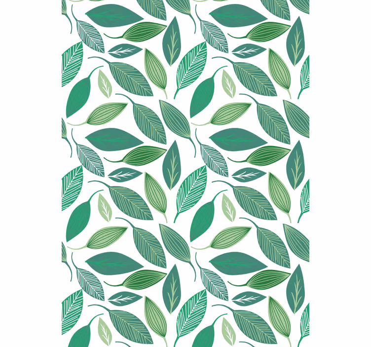 Gröna blad mönster blommor och växt rullgardin - Tenstickers