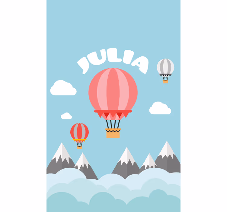 Grå och rosa berg och ballonger rullgardin - Tenstickers
