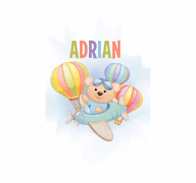 Björn i flygplan med namn Rrullgardin barn - Tenstickers