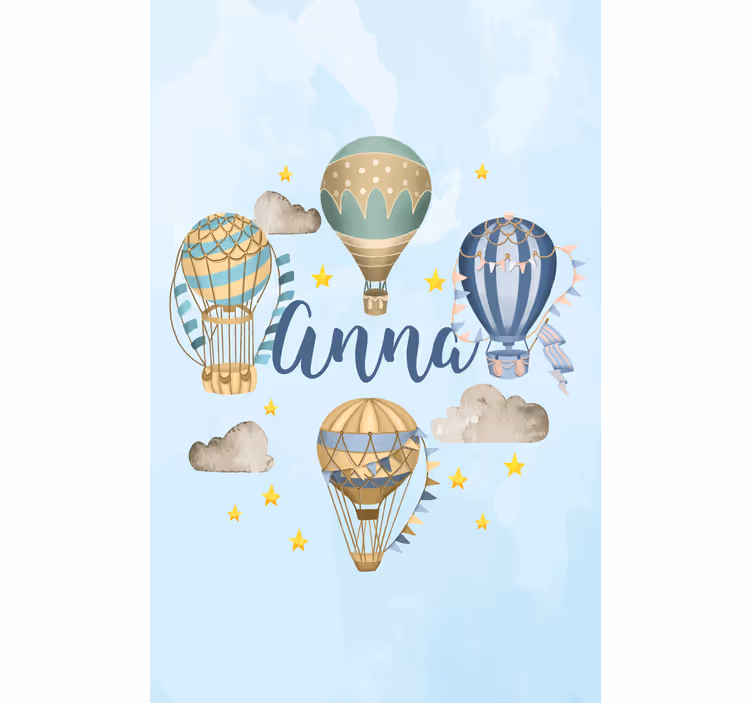 Blå ballonger med stjärnor rullgardin målning - Tenstickers