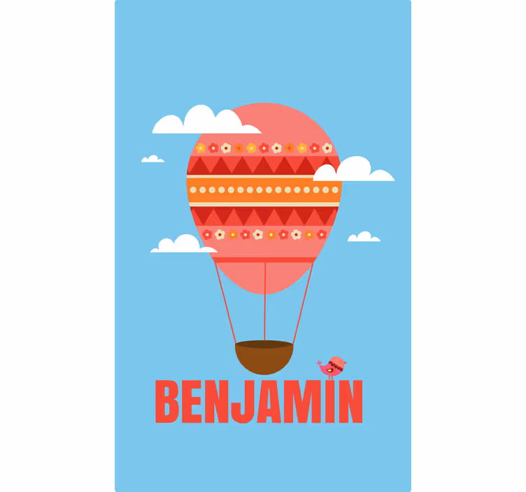 Röd ballong på den blå himlen med rullgardin moln - Tenstickers