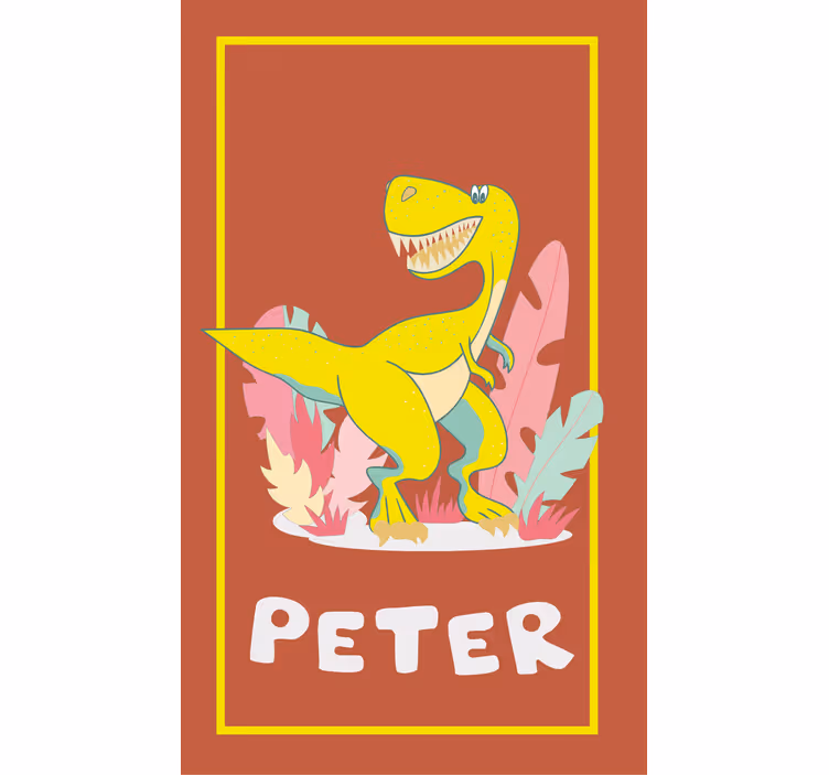 Gul t-rex med namn Rullgardin dinosaurie - Tenstickers