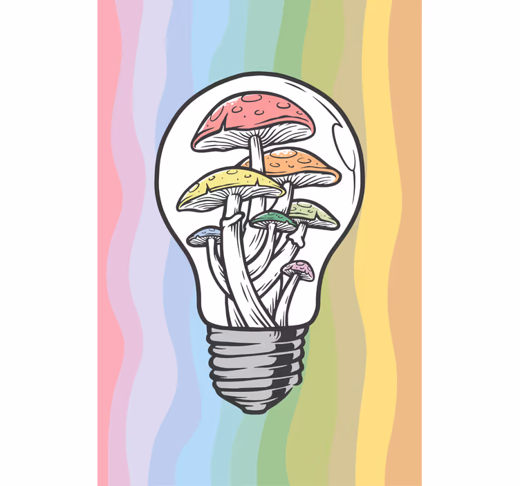 Svamp glödlampa konst Rullgardin blommor och växter - Tenstickers