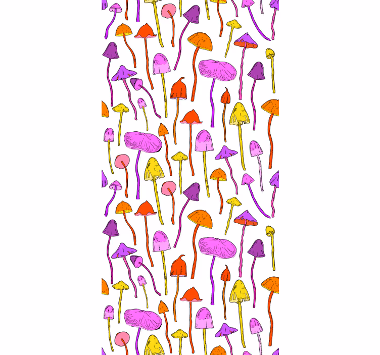 Livligt svamptema Rullgardin fler blommor och växter - Tenstickers