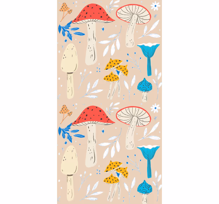 Stiliserade svampar illustration Andra persienner - Tenstickers