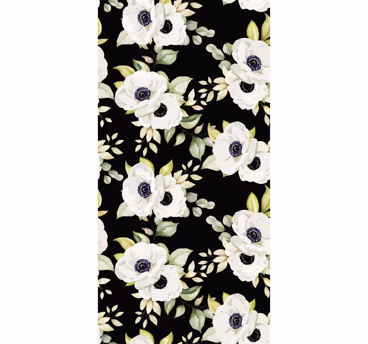 Eleganta vita blommor Rullgardin blommig - Tenstickers