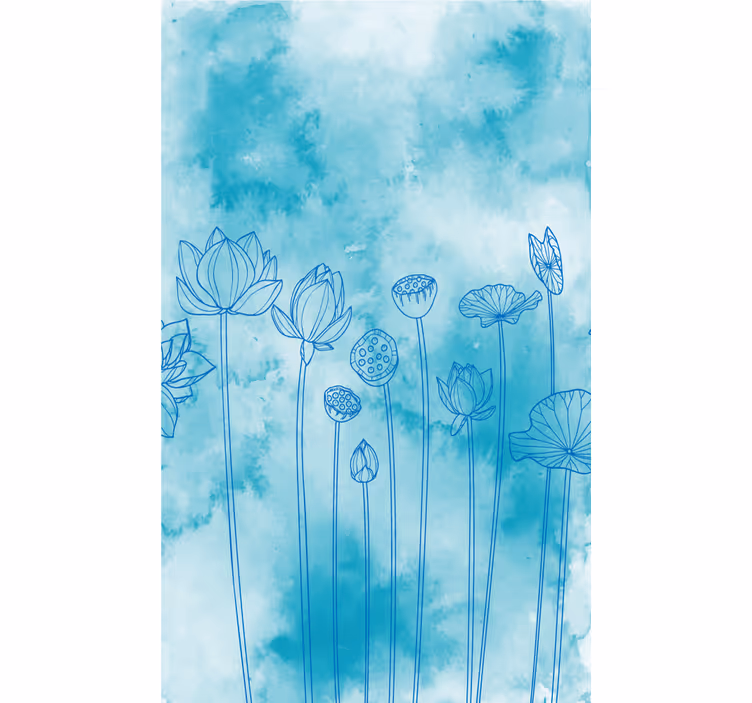 Känsliga blå vattenfärg blommor blomma rullgardin - Tenstickers