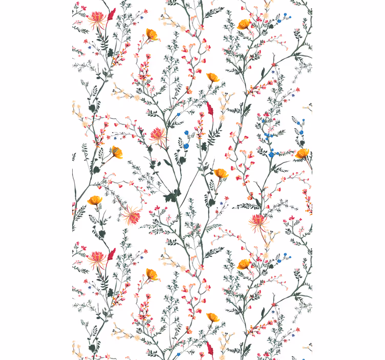 Tunna minimalistiska trädgårdsblommor växt rullgardin - Tenstickers