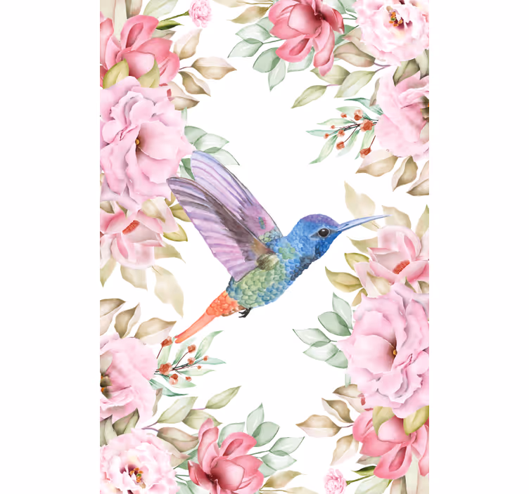 Kolibri bland rosor Rullgardin blommor och växter - Tenstickers